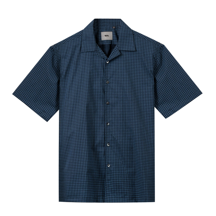 Steel Blue Camp Collar Graphic Shirt & Short set