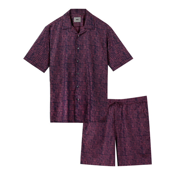 Fuchsia Camp Collar Graphic Shirt & Short set